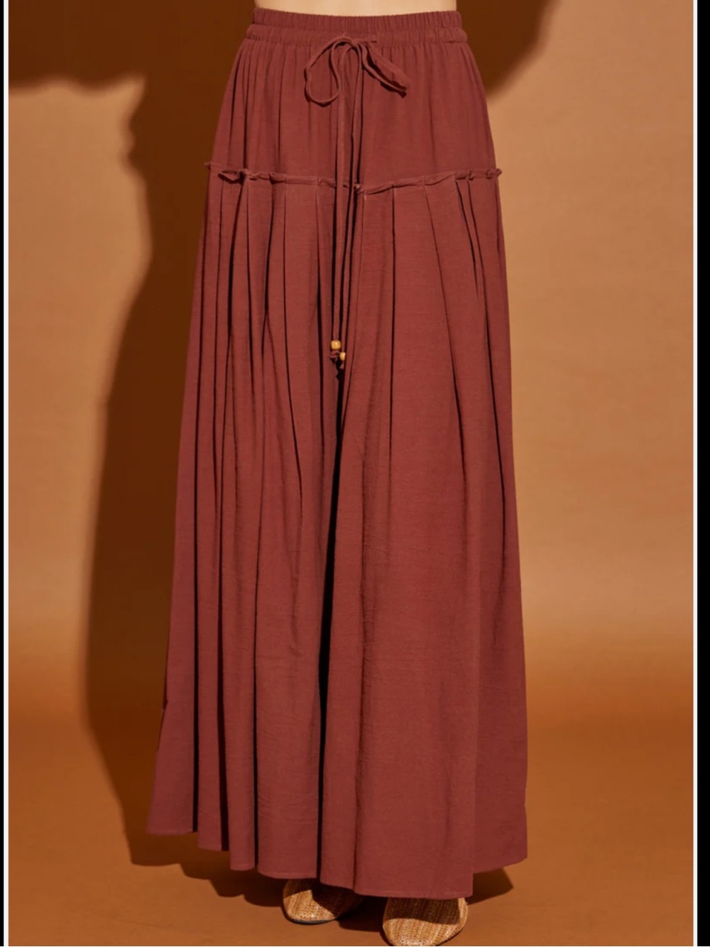 Mustard Seed Brown Boho Maxi Skirt Flowy Festival Earthy Cottagecore - Picture 2 of 6